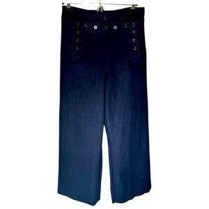VTG Auth 60’s Navy wool 13 button Wide-Leg back lace up sailor Pants. 31R x 29